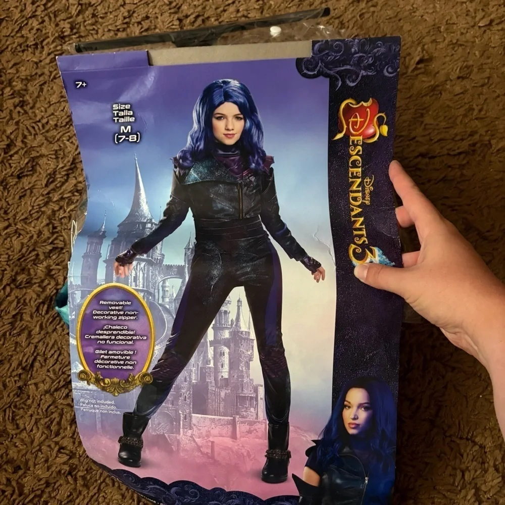 Descendants Mal Costume Medium 7/8 Halloween Blue Purple Disney